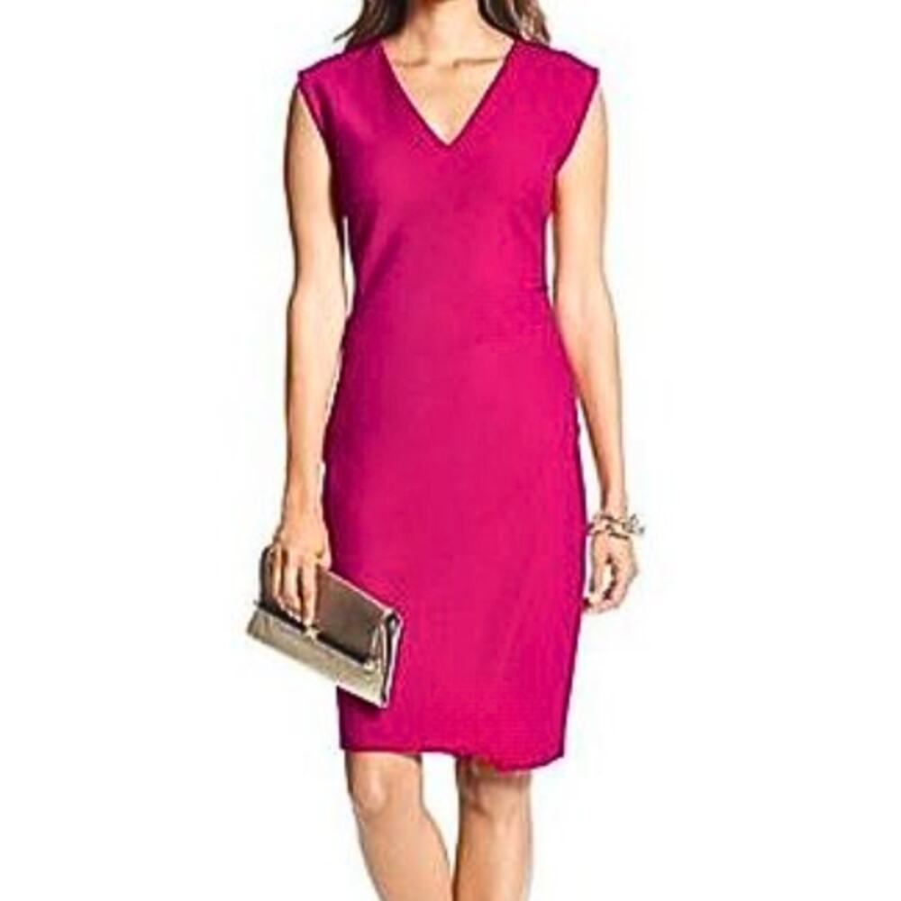 Banana Republic Sleeveless V Neck Sheath Dress in Fuschia Size 12